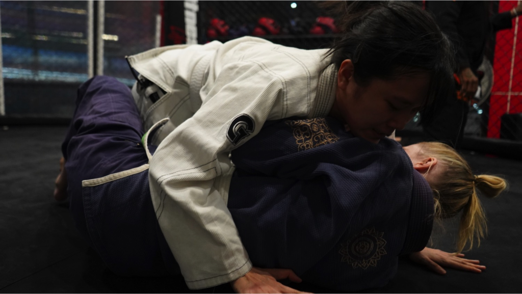 Agnes Goh demonstrating Brazilian jiu-jitsu